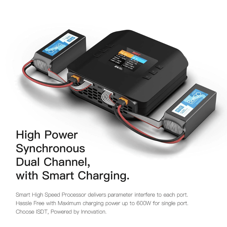 ISDT K4 LiPo Charge/Discharge Cycle Mode Charger,AC 400W DC 600Wx2