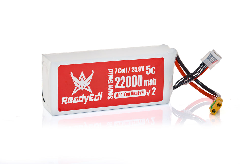 ReadyEdi 22000mAh 25.9V 5C 7S1P 251.7Wh/kg UAV High Density Solid-State Lithium-ion Battery Pack With XT90 Plug