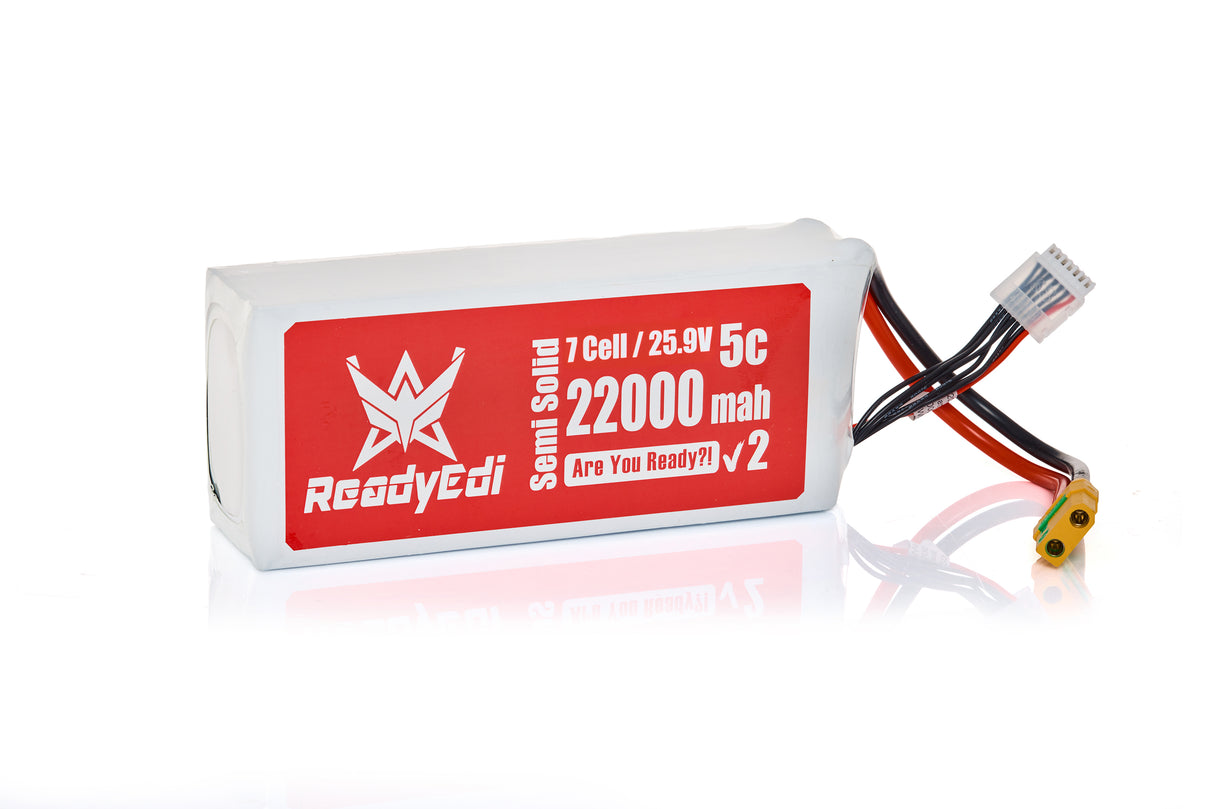 ReadyEdi 22000mAh 25.9V 5C 7S1P 251.7Wh/kg UAV High Density Solid-State Lithium-ion Battery Pack With XT90 Plug