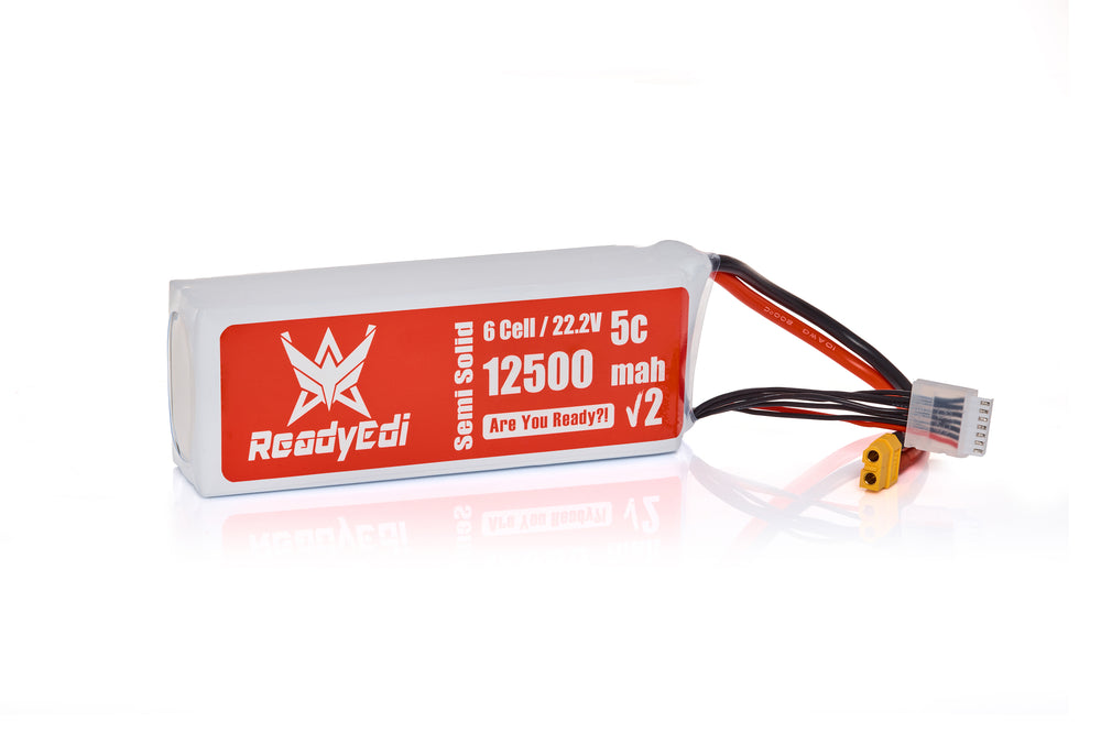 ReadyEdi 12500mAh 22.2V 5C 6S1P 350Wh/kg UAV High Density Solid-State Lithium-ion Battery Pack With XT90 Plug