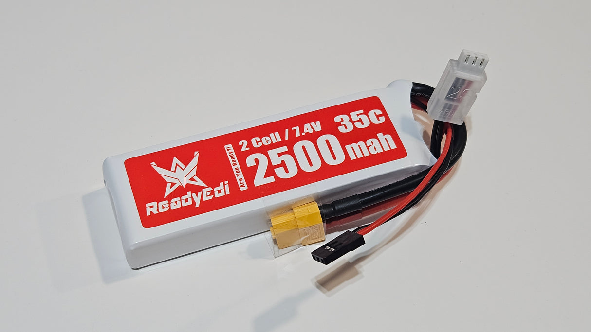 ReadyEdi 2500mAH 7.4V 35C 2S1P Lipo Battery Pack With XT60 Plug