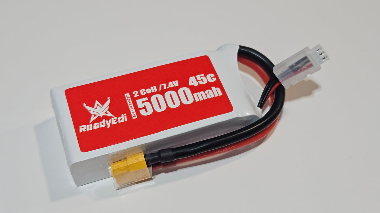 ReadyEdi 5000mAH 7.4V 45C 2S1P Lipo Battery Pack With XT60 Plug